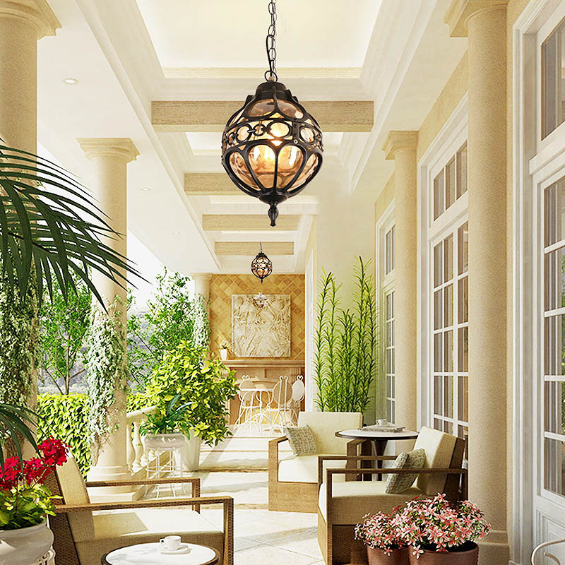 Outdoor Lighting Bronze - Arabic Globe Porch Pendant Lights Aisle