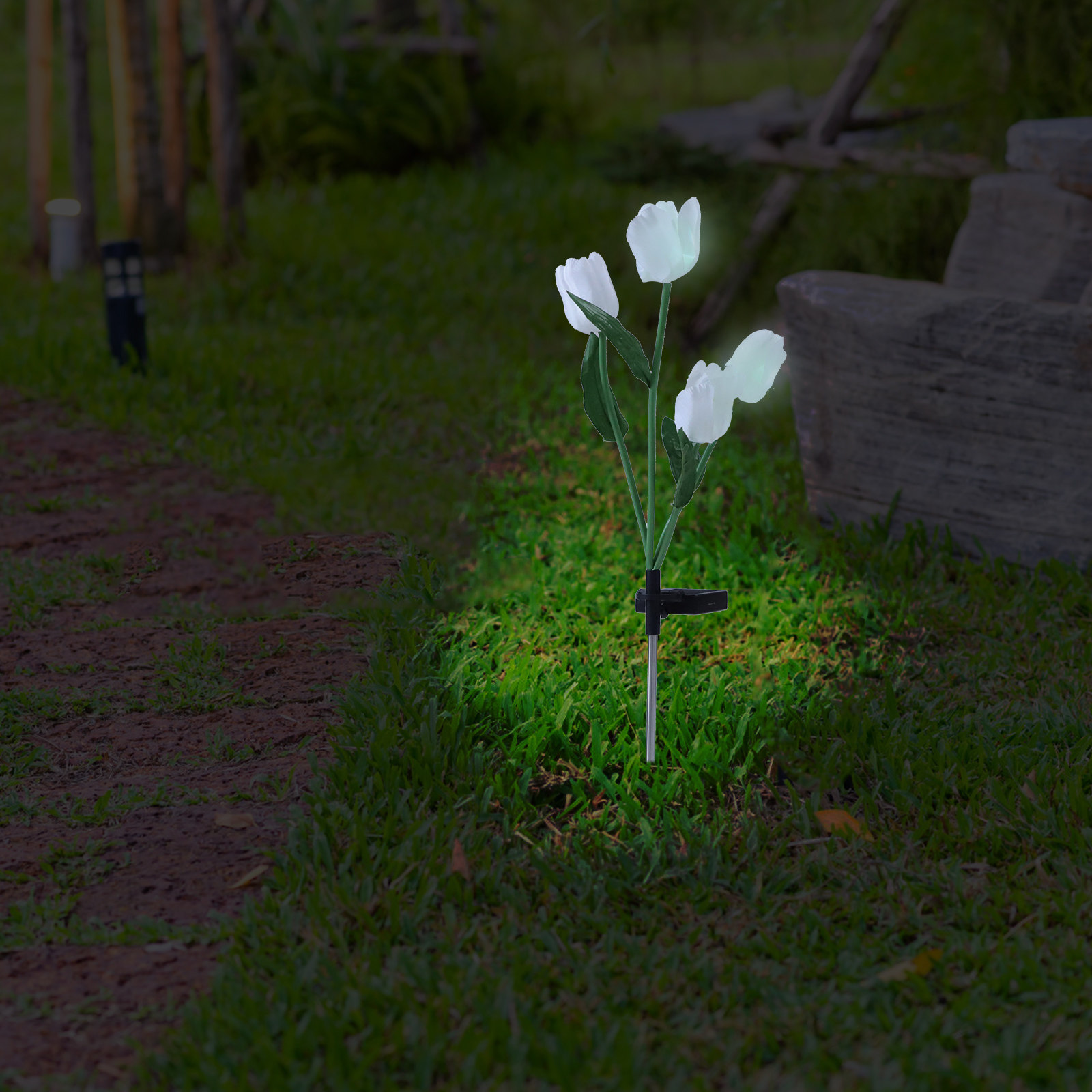 Outdoor Lighting Dusk To Dawn - Solar Garden Stake Lights Tulip Shaped