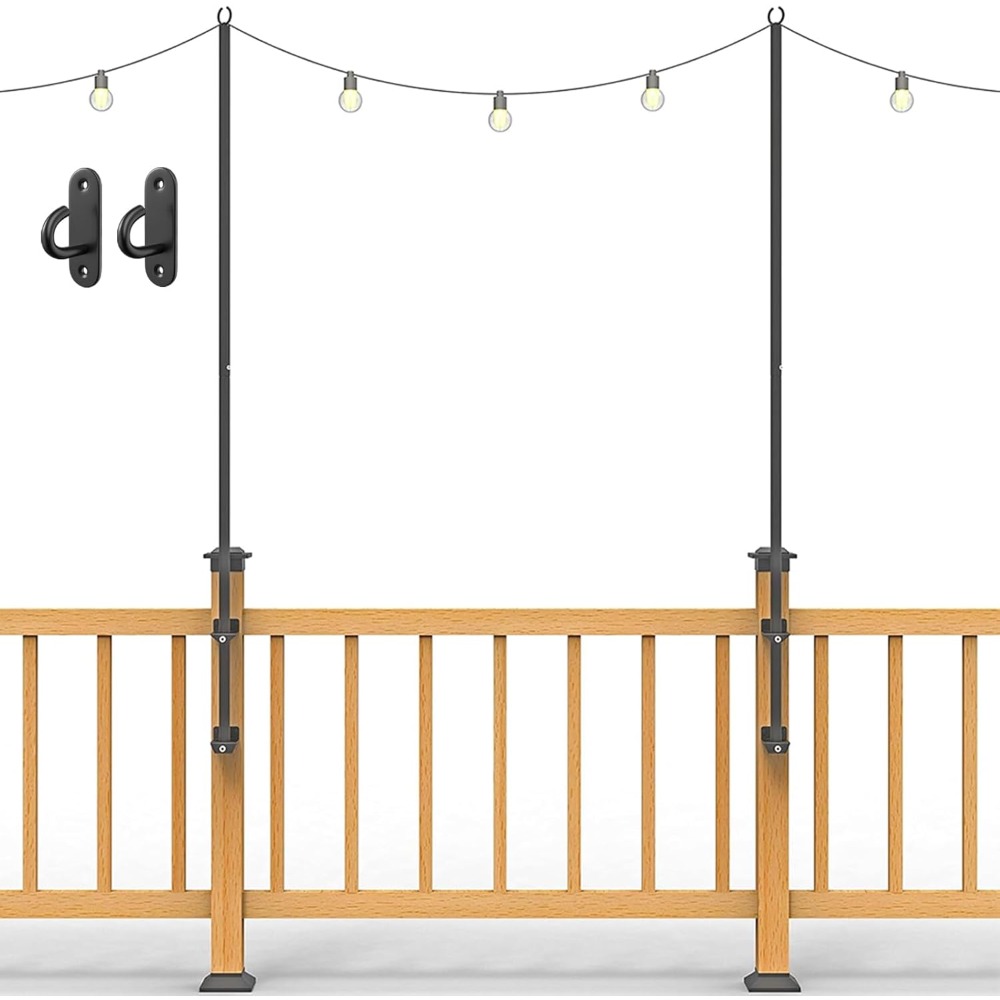Outdoor Lighting Garden - 2 pack string light poles -