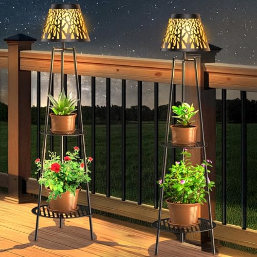 Outdoor Lighting Garden - 2 Pack Outdoor Solar Floor Lamp