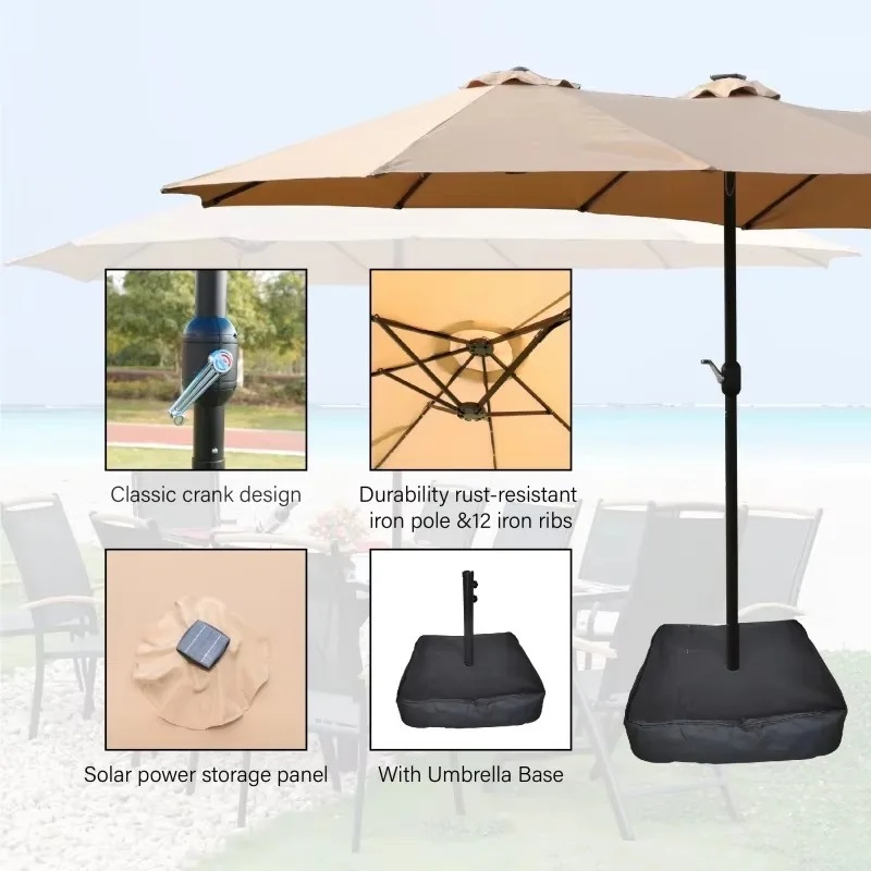 15X9ft Outdoor Garden Parasol  - Outdoor Lighting Unit 评论和价格