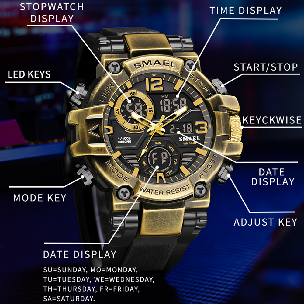 SMAEL Outdoor Men Watch Bronze - Outdoor Lighting Bronze 评论和价格