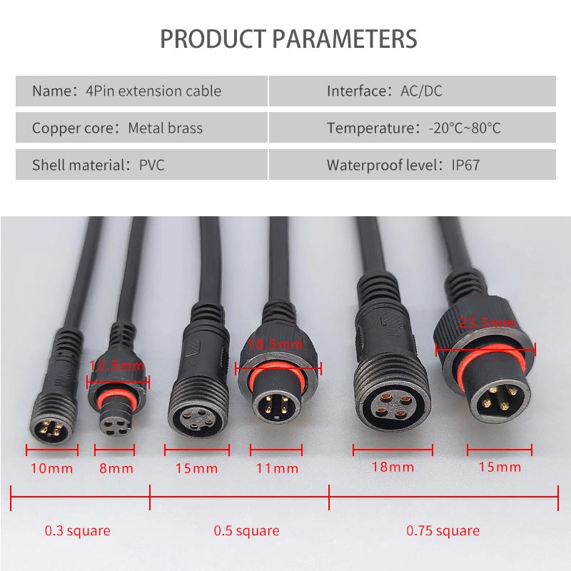 Male Famale Plug Cable 4Pin Wa - Outdoor Lighting Extension Cable 评论和价格