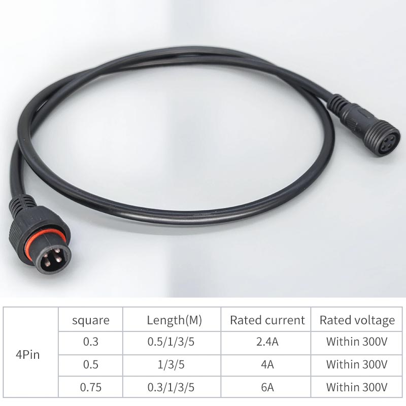 Male Famale Plug Cable 4Pin Wa - Outdoor Lighting Extension Cable 评论和价格