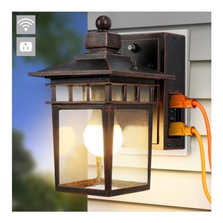 Outdoor Light with GFCI Outlet - Outdoor Lighting Dusk To Dawn 评论和价格
