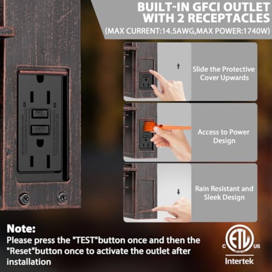 Outdoor Light with GFCI Outlet - Outdoor Lighting Dusk To Dawn 评论和价格