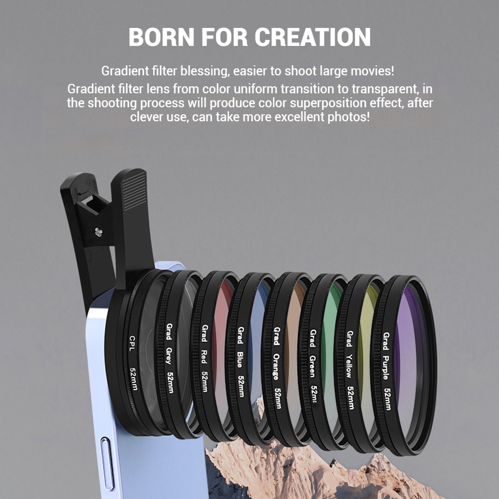 52mm Clip-On Smartphone Camera - Outdoor Lighting Kit Photography 评论和价格