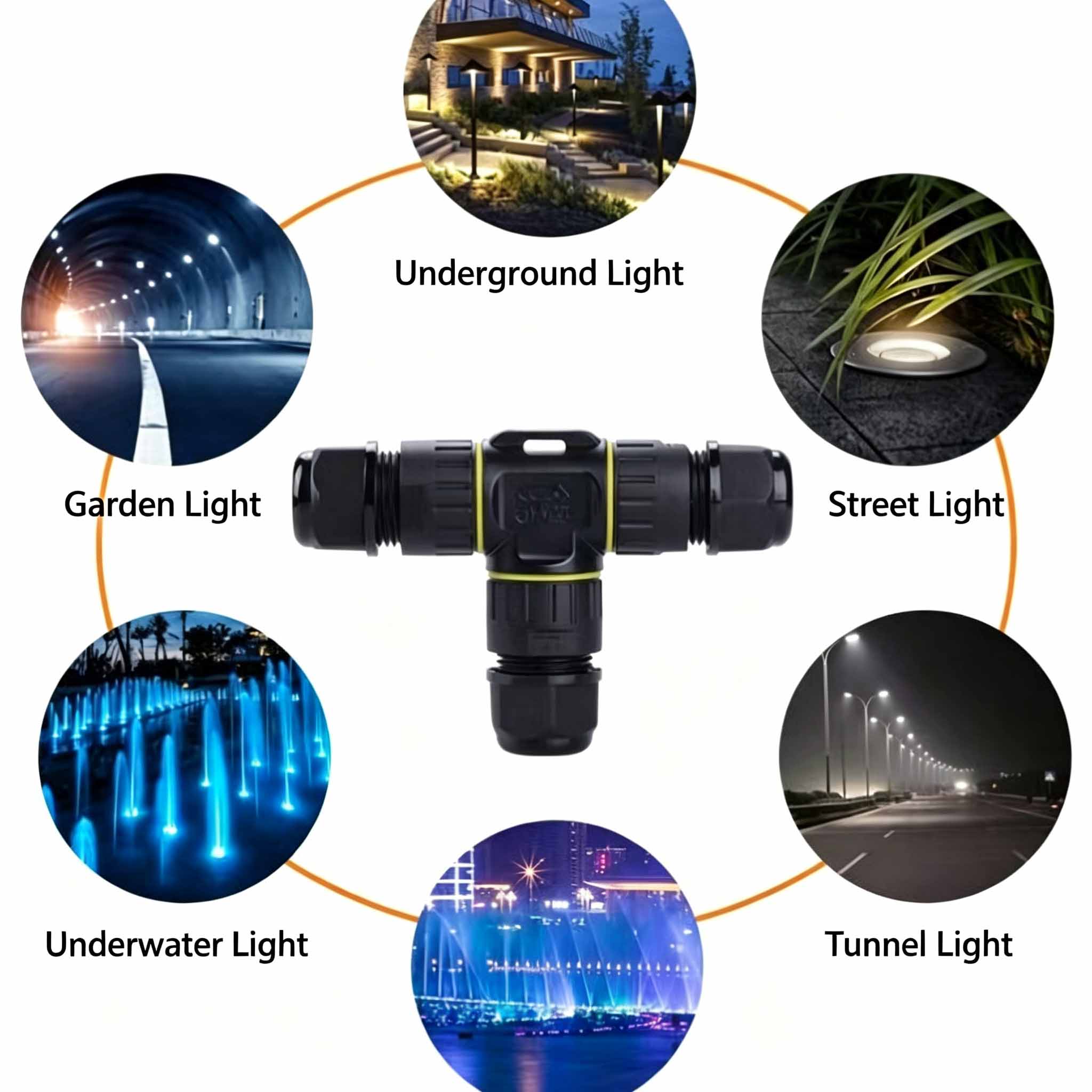 IP68 Waterproof T-Type Cable C - Outdoor Lighting Connectors 评论和价格