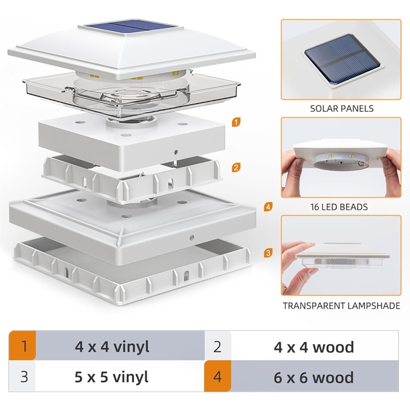 4 Pack Solar Post Cap Lights O - Post Cap Light 评论和价格