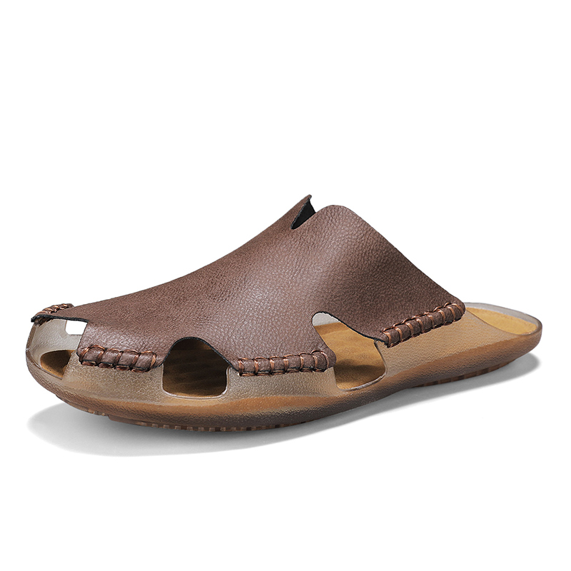 Men Leather Flat Slides Slippe - Outdoor Lighting For Your House 评论和价格